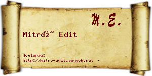 Mitró Edit névjegykártya